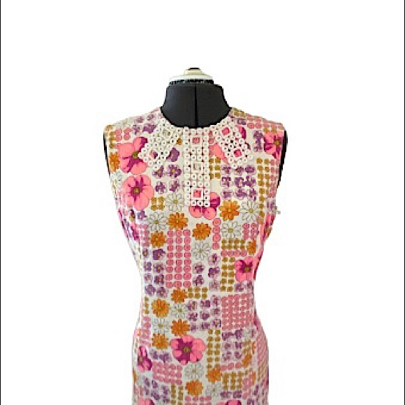 SOLD 1960s Floral Shift Dress by Serbin Lisa Cobb - Picture 2 of 8